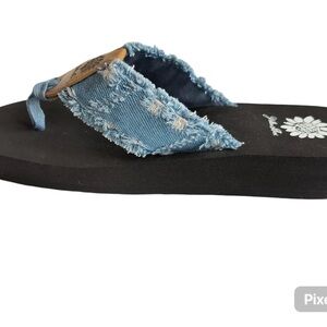 YELLOW BOX FLUF LIGHT BLUE FLIP FLOP MEDIUM WIDTH NEW IN BOX